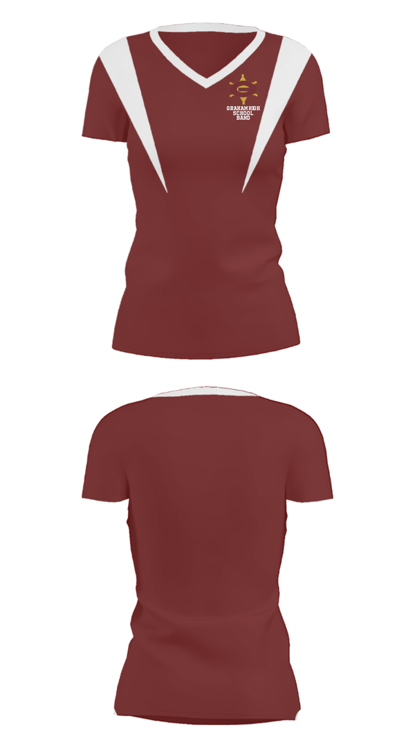Women's Short Sleeve Vneck Shirt, Graham High School Band, Spirit Store, Teamtime, Team time, sublimation, custom sports apparel, team uniforms, spirit wear, spiritwear, sports uniforms, custom shirts, team store, custom team store, fundraiser sports, apparel fundraiser