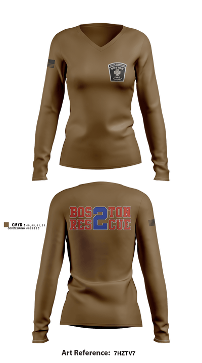 Boston Fire Department 86583184 Women's Long Sleeve V-neck Shirt - 2