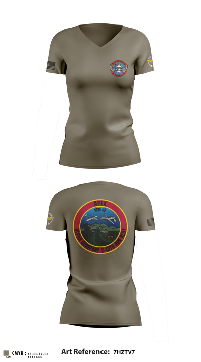 A Co, 2-13th AVN REGT 95713396 Women's Short Sleeve V-neck Shirt - 2
