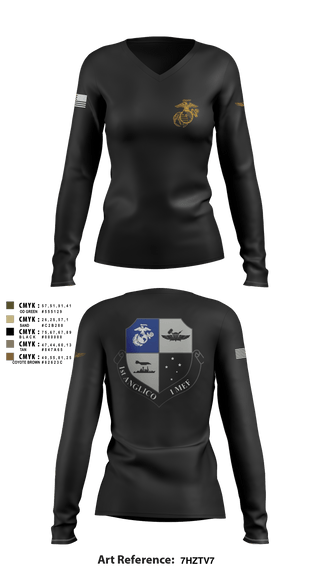 Women's Long Sleeve Vneck Shirt, , Marines, Teamtime, Team time, sublimation, custom sports apparel, team uniforms, spirit wear, spiritwear, sports uniforms, custom shirts, team store, custom team store, fundraiser sports, apparel fundraiser