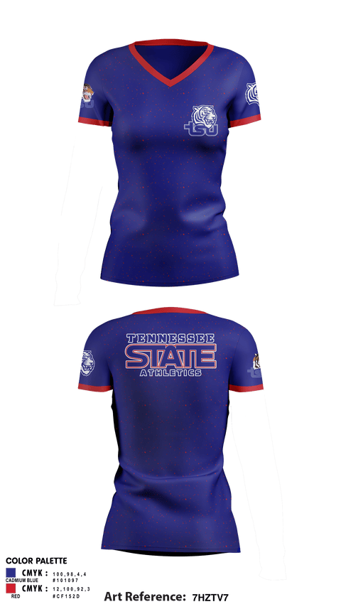 Women's Short Sleeve Vneck Shirt, Tennessee State University Cheer, Cheer, Teamtime, Team time, sublimation, custom sports apparel, team uniforms, spirit wear, spiritwear, sports uniforms, custom shirts, team store, custom team store, fundraiser sports, apparel fundraiser