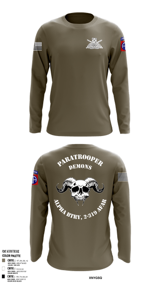 Long Sleeve Performance Shirt, ALPHA BTRY, 2-319th AFAR, Army, Teamtime, Team time, sublimation, custom sports apparel, team uniforms, spirit wear, spiritwear, sports uniforms, custom shirts, team store, custom team store, fundraiser sports, apparel fundraiser