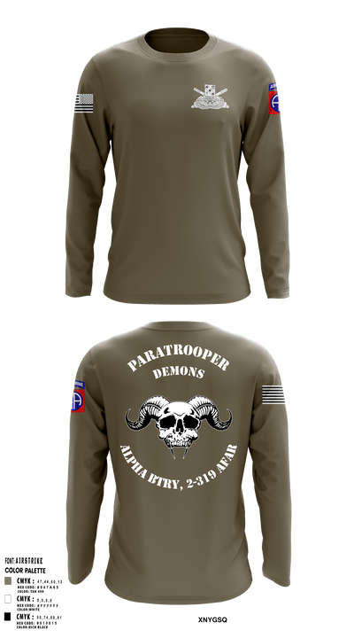 ALPHA BTRY, 2-319th AFAR 68475694 Long Sleeve Performance Shirt - 8