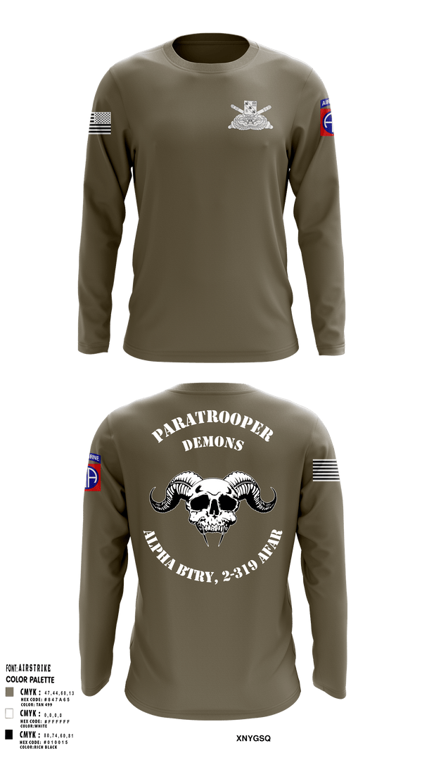 Long Sleeve Performance Shirt, ALPHA BTRY, 2-319th AFAR, Army, Teamtime, Team time, sublimation, custom sports apparel, team uniforms, spirit wear, spiritwear, sports uniforms, custom shirts, team store, custom team store, fundraiser sports, apparel fundraiser