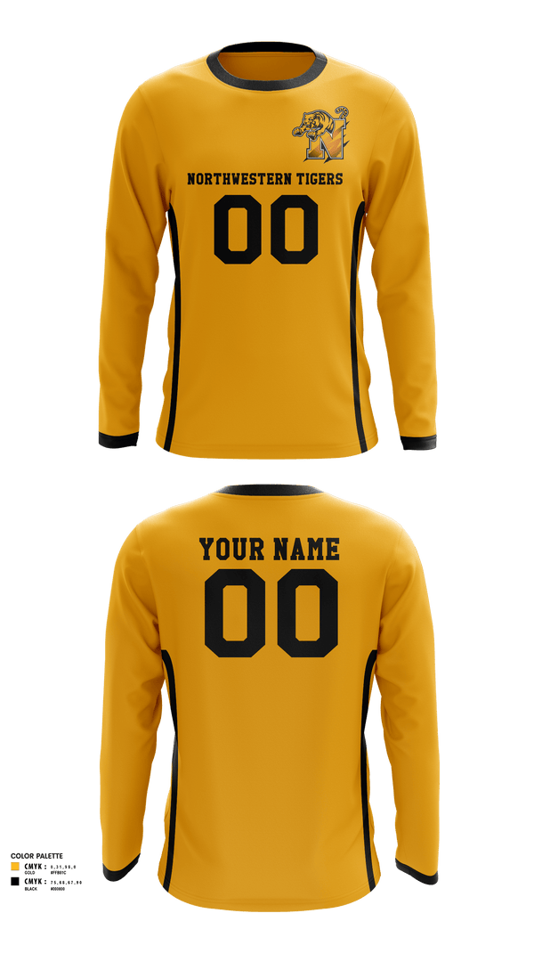Long Sleeve Performance Shirt, Northwestern Tigers, Football, Teamtime, Team time, sublimation, custom sports apparel, team uniforms, spirit wear, spiritwear, sports uniforms, custom shirts, team store, custom team store, fundraiser sports, apparel fundraiser