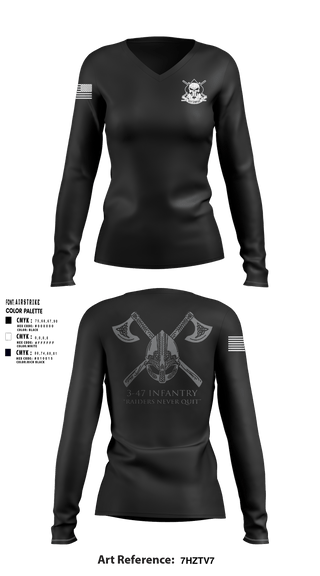 Women's Long Sleeve Vneck Shirt, Easy Company 3-47, , Teamtime, Team time, sublimation, custom sports apparel, team uniforms, spirit wear, spiritwear, sports uniforms, custom shirts, team store, custom team store, fundraiser sports, apparel fundraiser