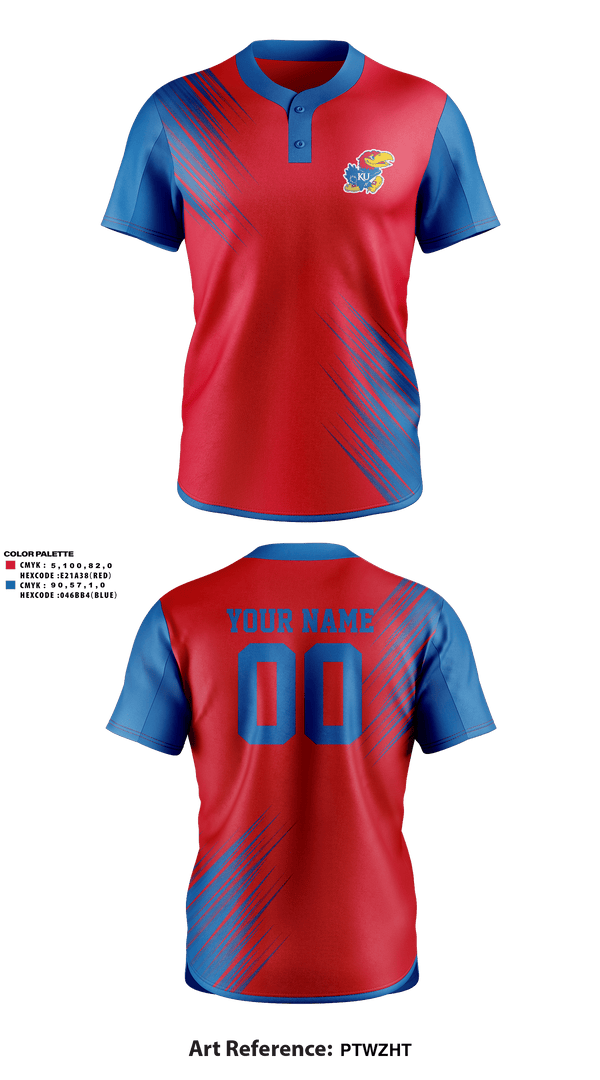 Two Button Softball Jersey, University of Kansas Softball, Softball, Teamtime, Team time, sublimation, custom sports apparel, team uniforms, spirit wear, spiritwear, sports uniforms, custom shirts, team store, custom team store, fundraiser sports, apparel fundraiser