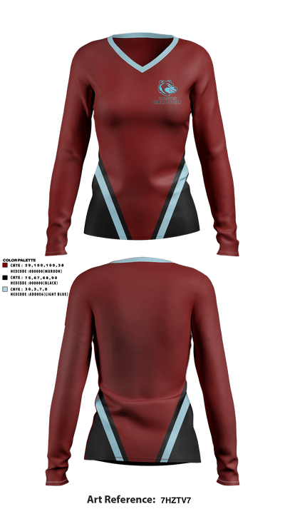 Baldwin High School 30634360 Women's Long Sleeve V-neck Shirt - 3