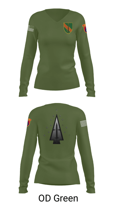 A Co, 1st BN, 4SFAB 88998967 Women's Long Sleeve V-neck Shirt - 40