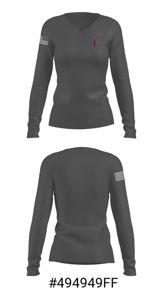 Women's Long Sleeve Vneck Shirt, Godley High School Cross Country, Cross Country, Teamtime, Team time, sublimation, custom sports apparel, team uniforms, spirit wear, spiritwear, sports uniforms, custom shirts, team store, custom team store, fundraiser sports, apparel fundraiser