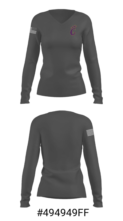 Godley High School Cross Country 36578577 Women's Long Sleeve V-neck Shirt - 27