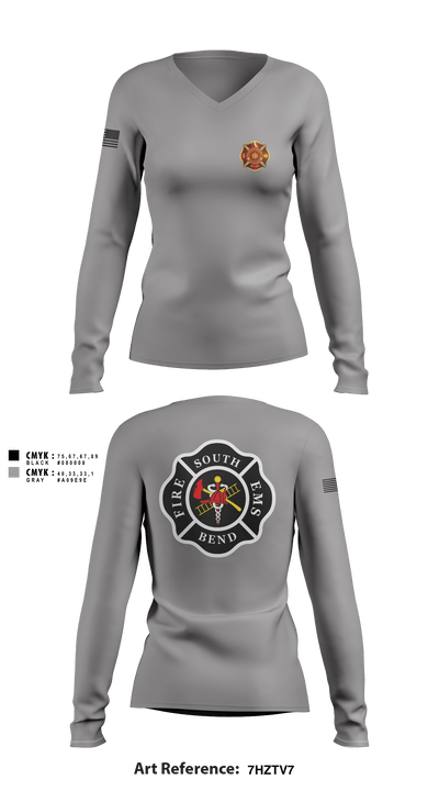South Bend Fire 21088778 Women's Long Sleeve V-neck Shirt - 2