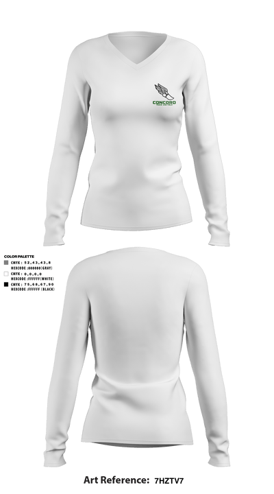 Concord High School Track 53059740 Women's Long Sleeve V-neck Shirt - 8