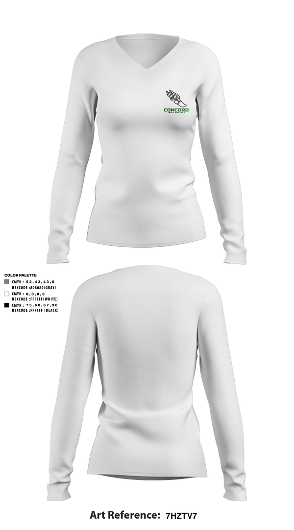 Women's Long Sleeve Vneck Shirt, Concord High School Track, Cross Country, Teamtime, Team time, sublimation, custom sports apparel, team uniforms, spirit wear, spiritwear, sports uniforms, custom shirts, team store, custom team store, fundraiser sports, apparel fundraiser