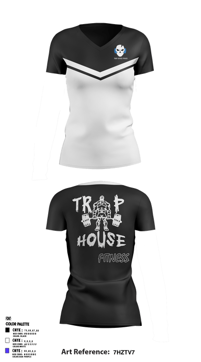 Trap House Fitness 35010693 Women's Short Sleeve V-neck Shirt - 1