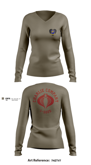 Women's Long Sleeve Vneck Shirt, Cobra Company, Army, Teamtime, Team time, sublimation, custom sports apparel, team uniforms, spirit wear, spiritwear, sports uniforms, custom shirts, team store, custom team store, fundraiser sports, apparel fundraiser