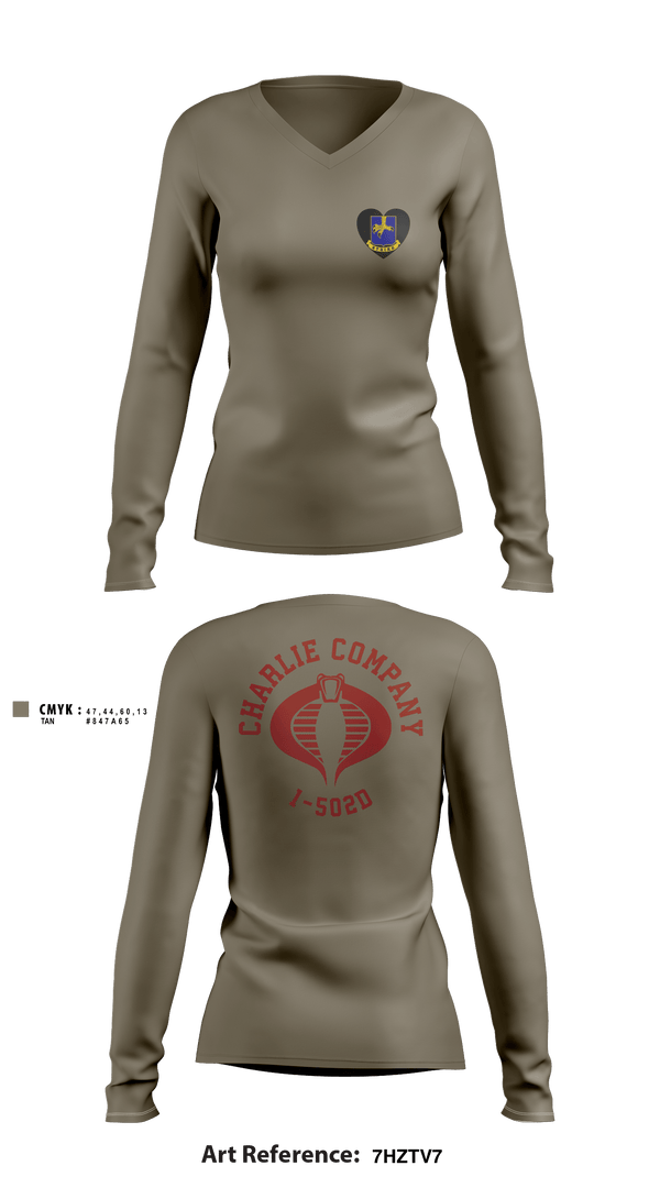 Women's Long Sleeve Vneck Shirt, Cobra Company, Army, Teamtime, Team time, sublimation, custom sports apparel, team uniforms, spirit wear, spiritwear, sports uniforms, custom shirts, team store, custom team store, fundraiser sports, apparel fundraiser