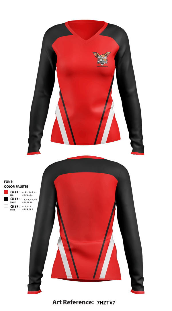 Women's Long Sleeve Vneck Shirt, North Side High School Softball, Softball, Teamtime, Team time, sublimation, custom sports apparel, team uniforms, spirit wear, spiritwear, sports uniforms, custom shirts, team store, custom team store, fundraiser sports, apparel fundraiser