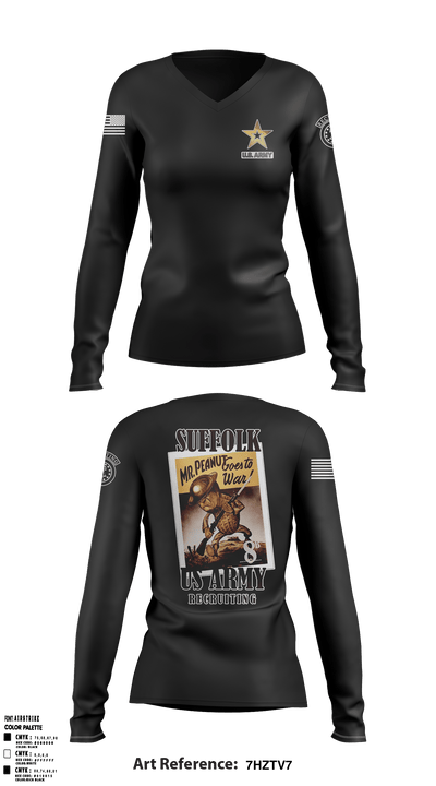 1O8B 21862513 Women's Long Sleeve V-neck Shirt - 1
