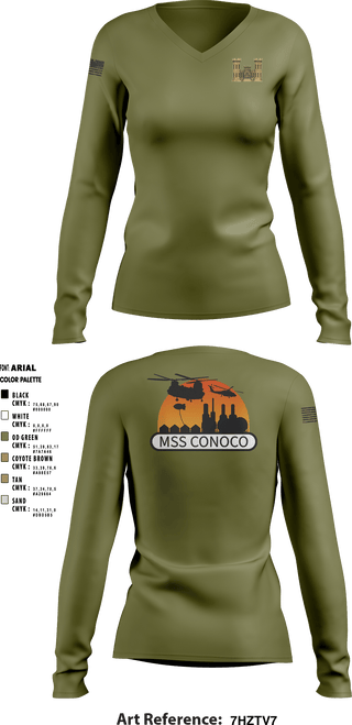 Women's Long Sleeve Vneck Shirt, , Army, Teamtime, Team time, sublimation, custom sports apparel, team uniforms, spirit wear, spiritwear, sports uniforms, custom shirts, team store, custom team store, fundraiser sports, apparel fundraiser