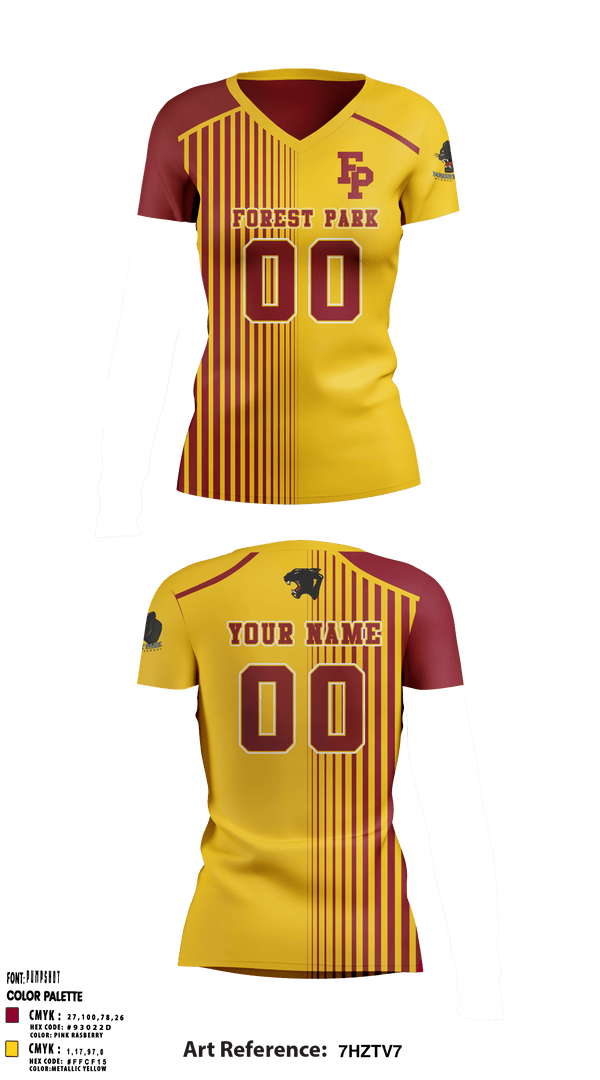 Women's Short Sleeve Vneck Shirt, Forest Park Middle School Volleyball, Women's Volleyball, Teamtime, Team time, sublimation, custom sports apparel, team uniforms, spirit wear, spiritwear, sports uniforms, custom shirts, team store, custom team store, fundraiser sports, apparel fundraiser