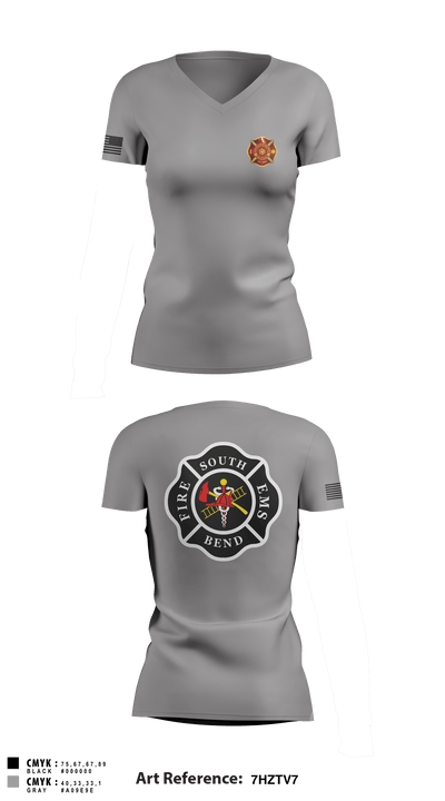 South Bend Fire 21088778 Women's Short Sleeve V-neck Shirt - 2