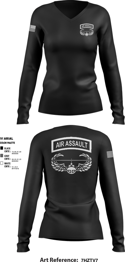 Air Assault School 23379005 Women's Long Sleeve V-neck Shirt - 2