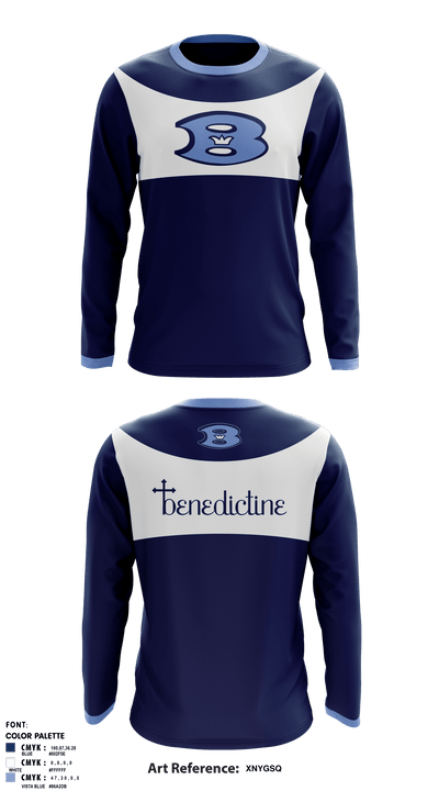 Benedictine Wrestling 76279848 Long Sleeve Rash Guard Shirt - 1
