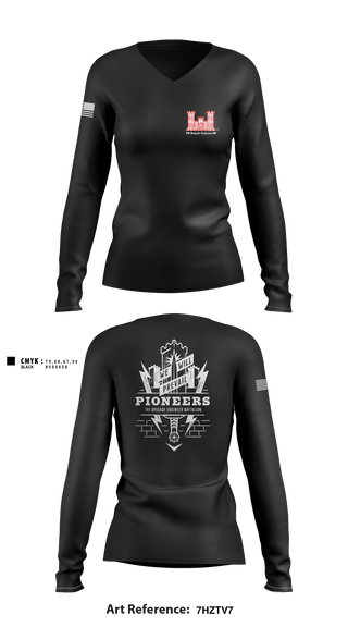 Women's Long Sleeve Vneck Shirt, 741 Brigade Engineer BN, , Teamtime, Team time, sublimation, custom sports apparel, team uniforms, spirit wear, spiritwear, sports uniforms, custom shirts, team store, custom team store, fundraiser sports, apparel fundraiser