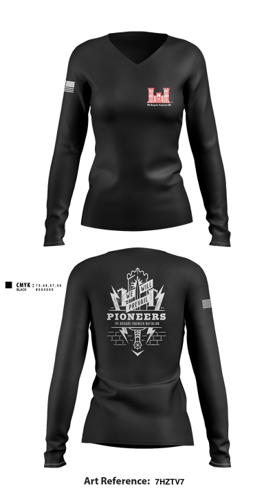 741 Brigade Engineer BN 61958018 Women's Long Sleeve V-neck Shirt - 1