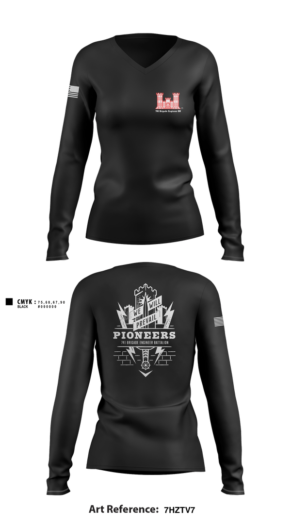 Women's Long Sleeve Vneck Shirt, 741 Brigade Engineer BN, , Teamtime, Team time, sublimation, custom sports apparel, team uniforms, spirit wear, spiritwear, sports uniforms, custom shirts, team store, custom team store, fundraiser sports, apparel fundraiser