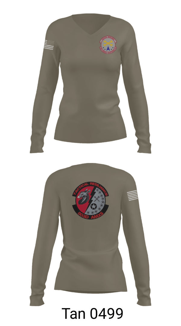 Women's Long Sleeve Vneck Shirt, , Air Force, Teamtime, Team time, sublimation, custom sports apparel, team uniforms, spirit wear, spiritwear, sports uniforms, custom shirts, team store, custom team store, fundraiser sports, apparel fundraiser