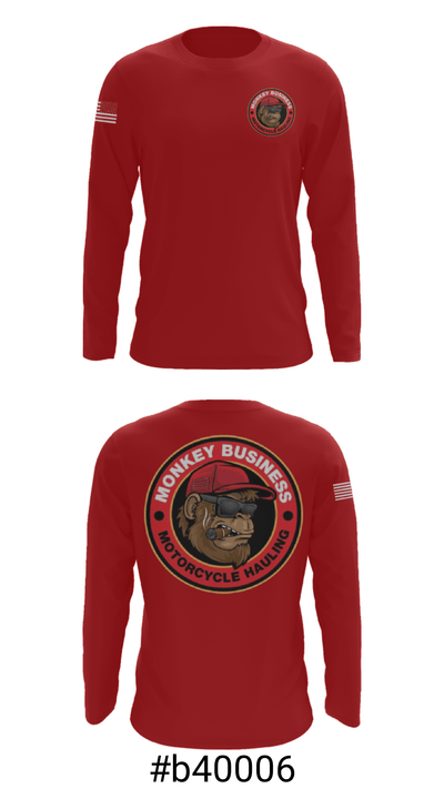Monkey Business Motorcycle Hauling 46076347 Long Sleeve Performance Shirt - 18