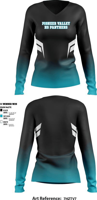 Pioneer Valley HS Panthers 49239487 Women's Long Sleeve V-neck Shirt - 1