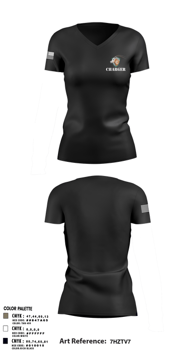 CHARGER 78104476 Women's Short Sleeve V-neck Shirt - 3