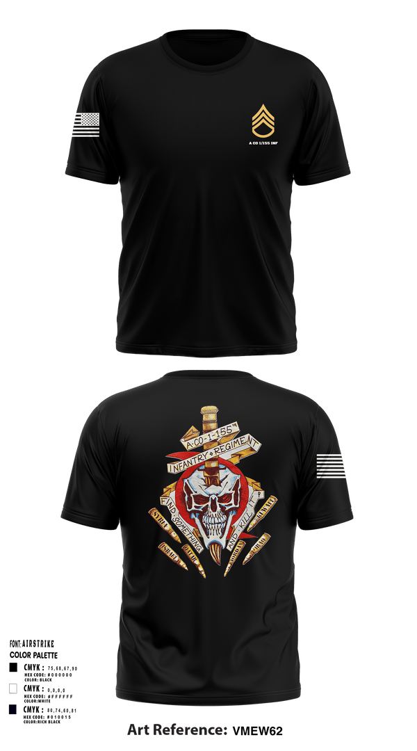 Short Sleeve Performance Shirt, A Co 1/155 INF, Army, Teamtime, Team time, sublimation, custom sports apparel, team uniforms, spirit wear, spiritwear, sports uniforms, custom shirts, team store, custom team store, fundraiser sports, apparel fundraiser