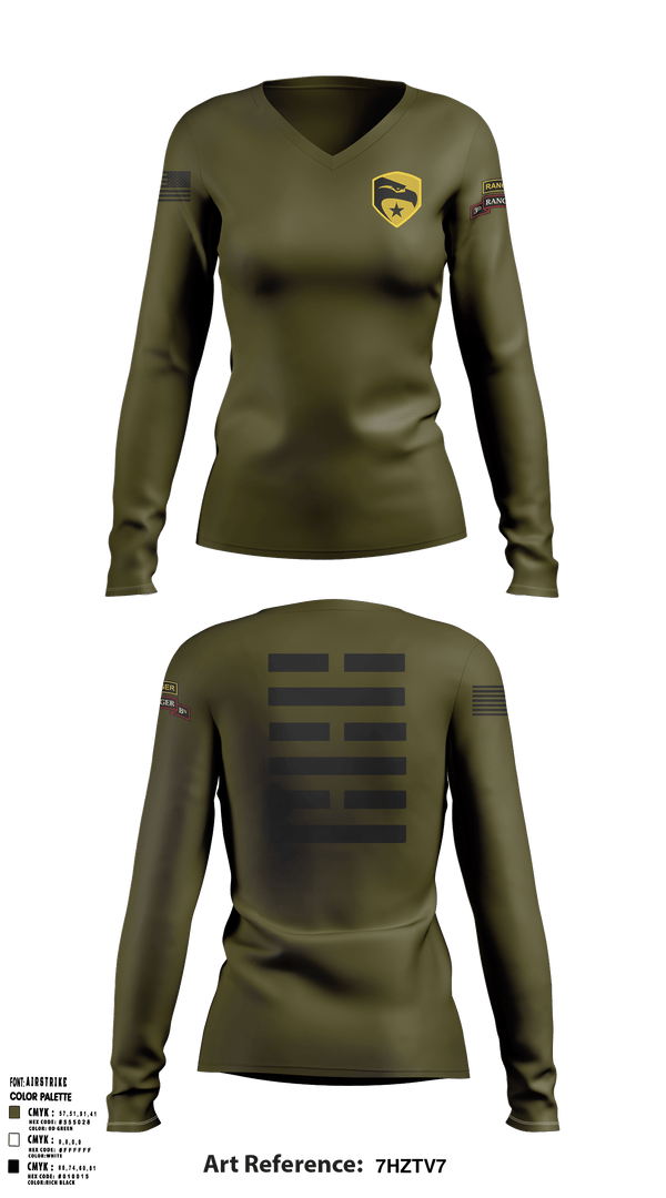 Women's Long Sleeve Vneck Shirt, , Army, Teamtime, Team time, sublimation, custom sports apparel, team uniforms, spirit wear, spiritwear, sports uniforms, custom shirts, team store, custom team store, fundraiser sports, apparel fundraiser