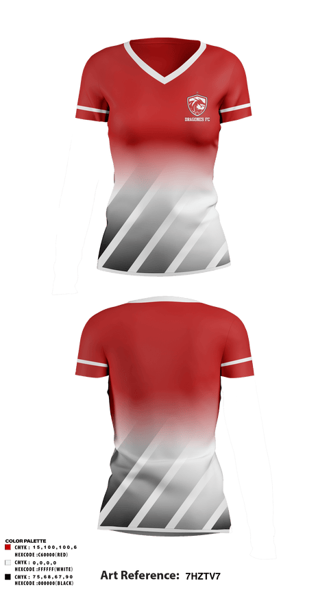Women's Short Sleeve Vneck Shirt, Dragones FC, Men's Soccer, Teamtime, Team time, sublimation, custom sports apparel, team uniforms, spirit wear, spiritwear, sports uniforms, custom shirts, team store, custom team store, fundraiser sports, apparel fundraiser