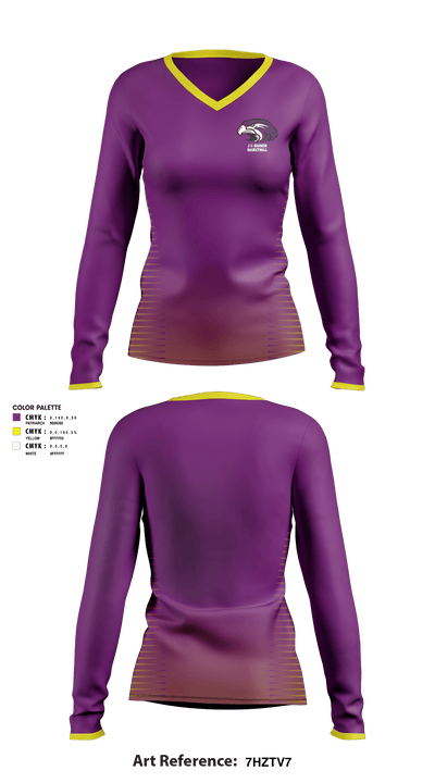 J C Harmon High School Basketball 56261212 Women's Long Sleeve V-neck Shirt - 1
