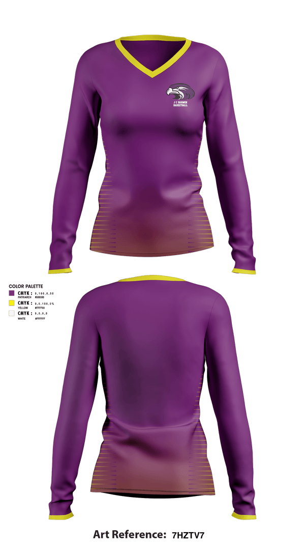 Women's Long Sleeve Vneck Shirt, J C Harmon High School Basketball, Women's Basketball, Teamtime, Team time, sublimation, custom sports apparel, team uniforms, spirit wear, spiritwear, sports uniforms, custom shirts, team store, custom team store, fundraiser sports, apparel fundraiser