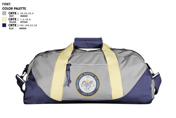 Duffle Bag, Brooklane Baptist Academy, Spirit Store, Teamtime, Team time, sublimation, custom sports apparel, team uniforms, spirit wear, spiritwear, sports uniforms, custom shirts, team store, custom team store, fundraiser sports, apparel fundraiser