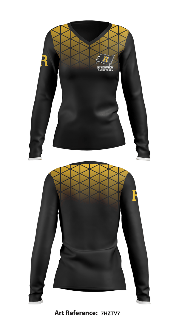 Women's Long Sleeve Vneck Shirt, Riverview High School Basketball, Men's Basketball, Teamtime, Team time, sublimation, custom sports apparel, team uniforms, spirit wear, spiritwear, sports uniforms, custom shirts, team store, custom team store, fundraiser sports, apparel fundraiser