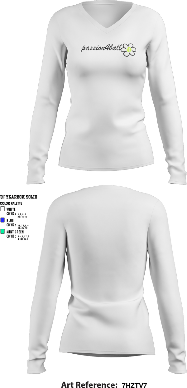 Women's Long Sleeve Vneck Shirt, Passion4ball, Tennis, Teamtime, Team time, sublimation, custom sports apparel, team uniforms, spirit wear, spiritwear, sports uniforms, custom shirts, team store, custom team store, fundraiser sports, apparel fundraiser
