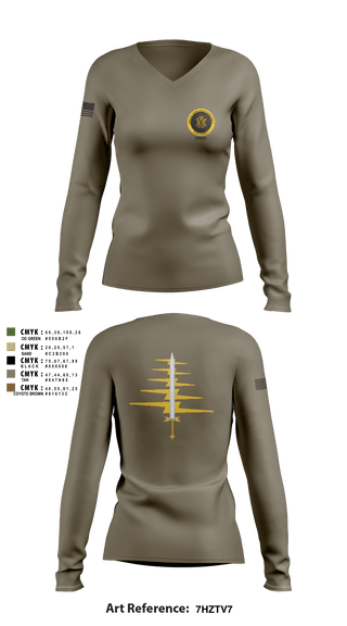 Women's Long Sleeve Vneck Shirt, , Army, Teamtime, Team time, sublimation, custom sports apparel, team uniforms, spirit wear, spiritwear, sports uniforms, custom shirts, team store, custom team store, fundraiser sports, apparel fundraiser