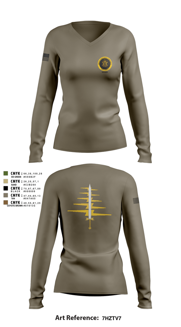 Women's Long Sleeve Vneck Shirt, , Army, Teamtime, Team time, sublimation, custom sports apparel, team uniforms, spirit wear, spiritwear, sports uniforms, custom shirts, team store, custom team store, fundraiser sports, apparel fundraiser