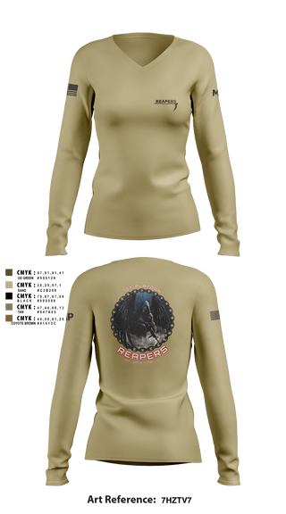 Women's Long Sleeve Vneck Shirt, , Army, Teamtime, Team time, sublimation, custom sports apparel, team uniforms, spirit wear, spiritwear, sports uniforms, custom shirts, team store, custom team store, fundraiser sports, apparel fundraiser