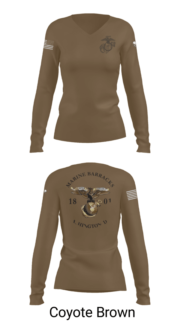Women's Long Sleeve Vneck Shirt, , Marines, Teamtime, Team time, sublimation, custom sports apparel, team uniforms, spirit wear, spiritwear, sports uniforms, custom shirts, team store, custom team store, fundraiser sports, apparel fundraiser