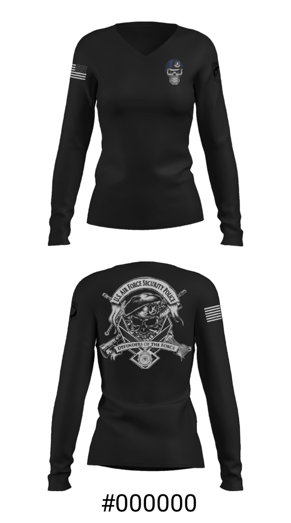Women's Long Sleeve Vneck Shirt, , Air Force, Teamtime, Team time, sublimation, custom sports apparel, team uniforms, spirit wear, spiritwear, sports uniforms, custom shirts, team store, custom team store, fundraiser sports, apparel fundraiser