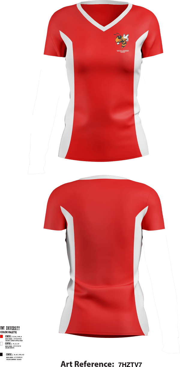 Women's Short Sleeve Vneck Shirt, Yellow Jackets, Cheer, Teamtime, Team time, sublimation, custom sports apparel, team uniforms, spirit wear, spiritwear, sports uniforms, custom shirts, team store, custom team store, fundraiser sports, apparel fundraiser