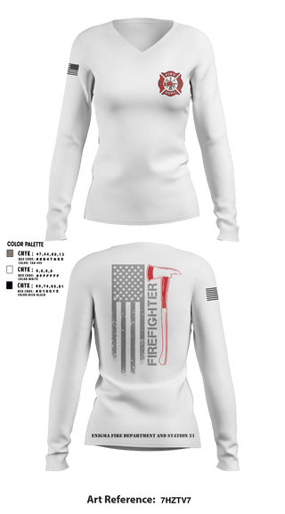Women's Long Sleeve Vneck Shirt, enigma, station 21, Fire Department, Teamtime, Team time, sublimation, custom sports apparel, team uniforms, spirit wear, spiritwear, sports uniforms, custom shirts, team store, custom team store, fundraiser sports, apparel fundraiser